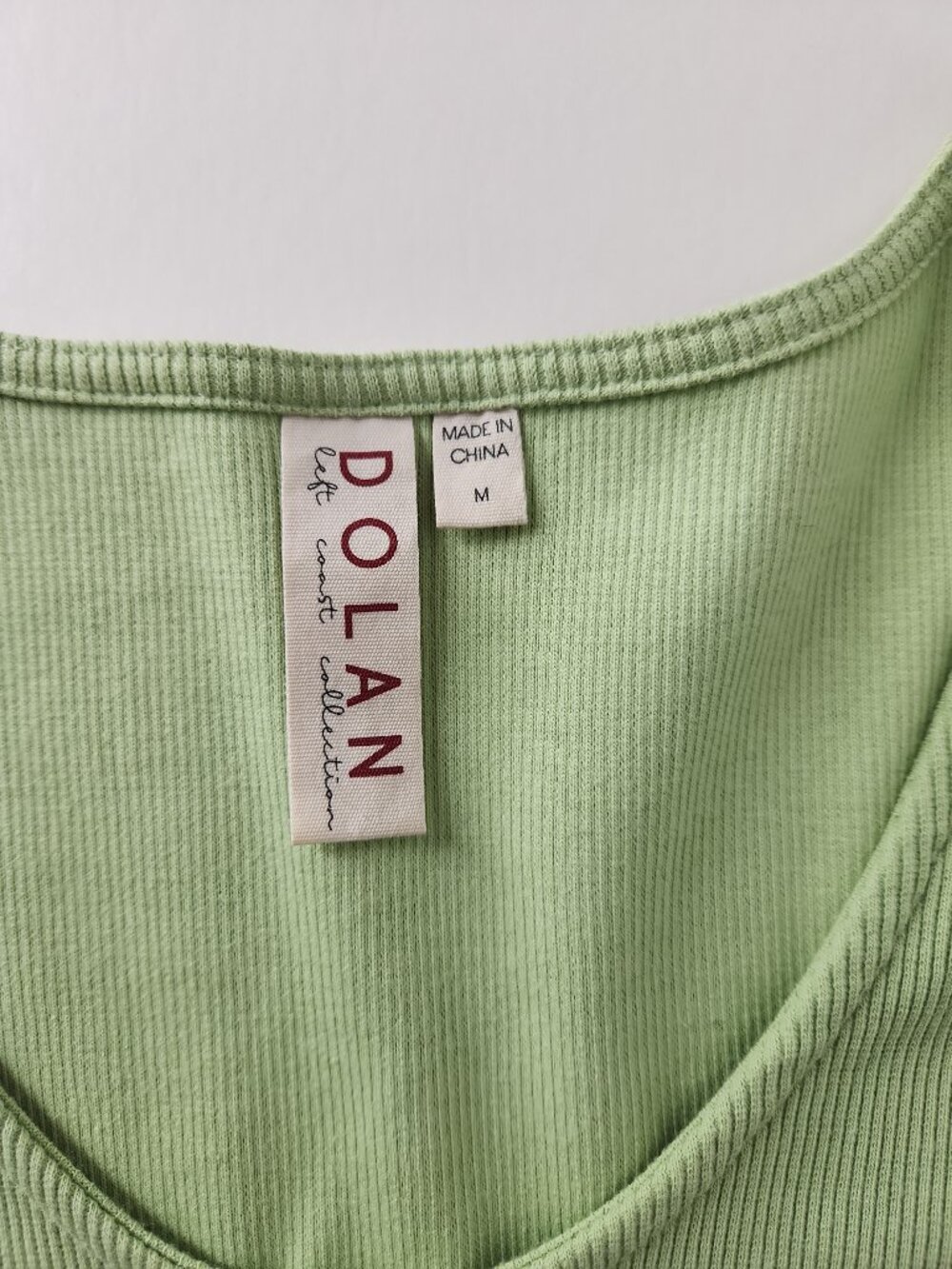 Dolan Anthropologie Ruffle Puff lace Sleeve Green‎ Ribbed Top blouse sz M - Picture 8 of 12